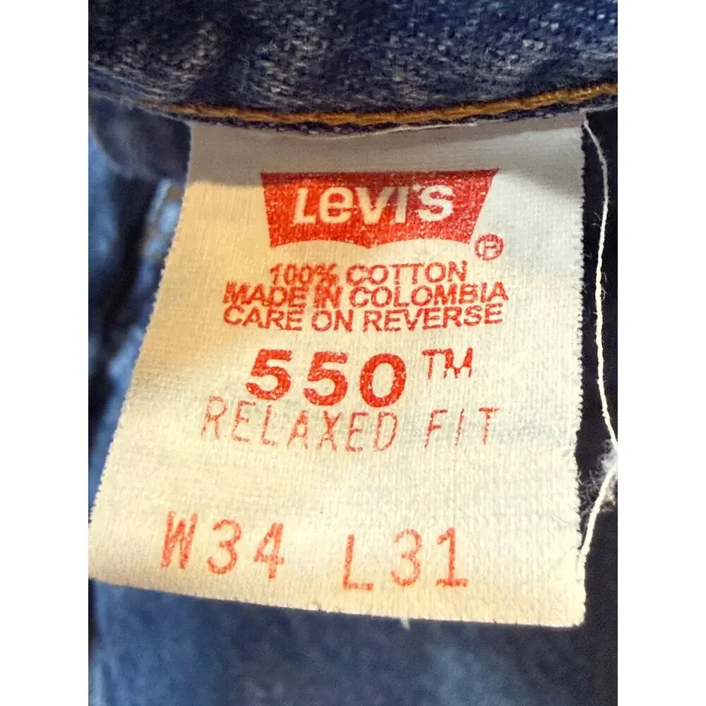 Mens Levi’s 550 Relaxed Fit 34x31 Blue Denim Jeans‎ Classic
